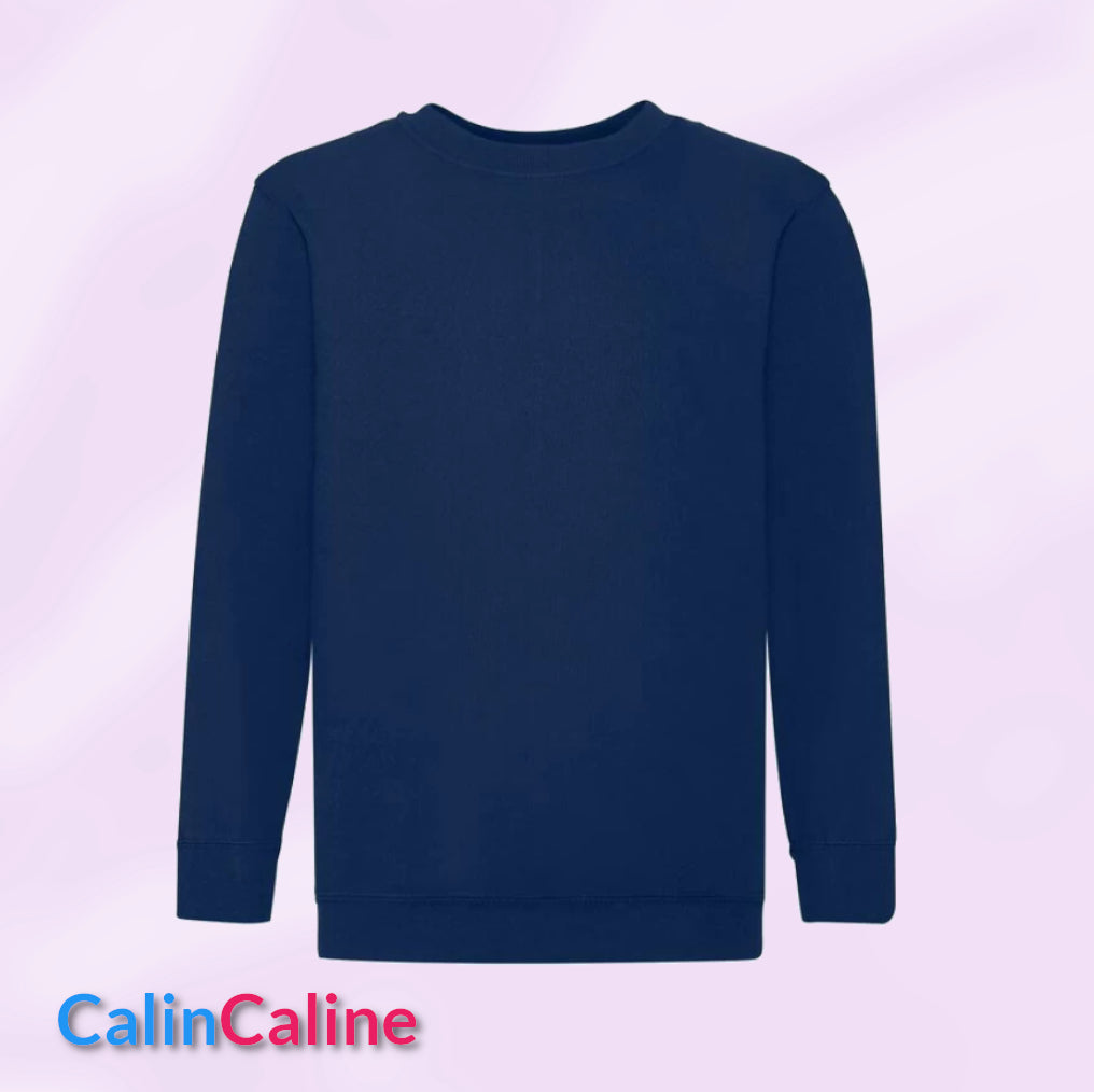 Sweat Enfant Bleu Marine Rond | A Personnaliser | De 3 à 8 ans | Avec Prénom Brodé