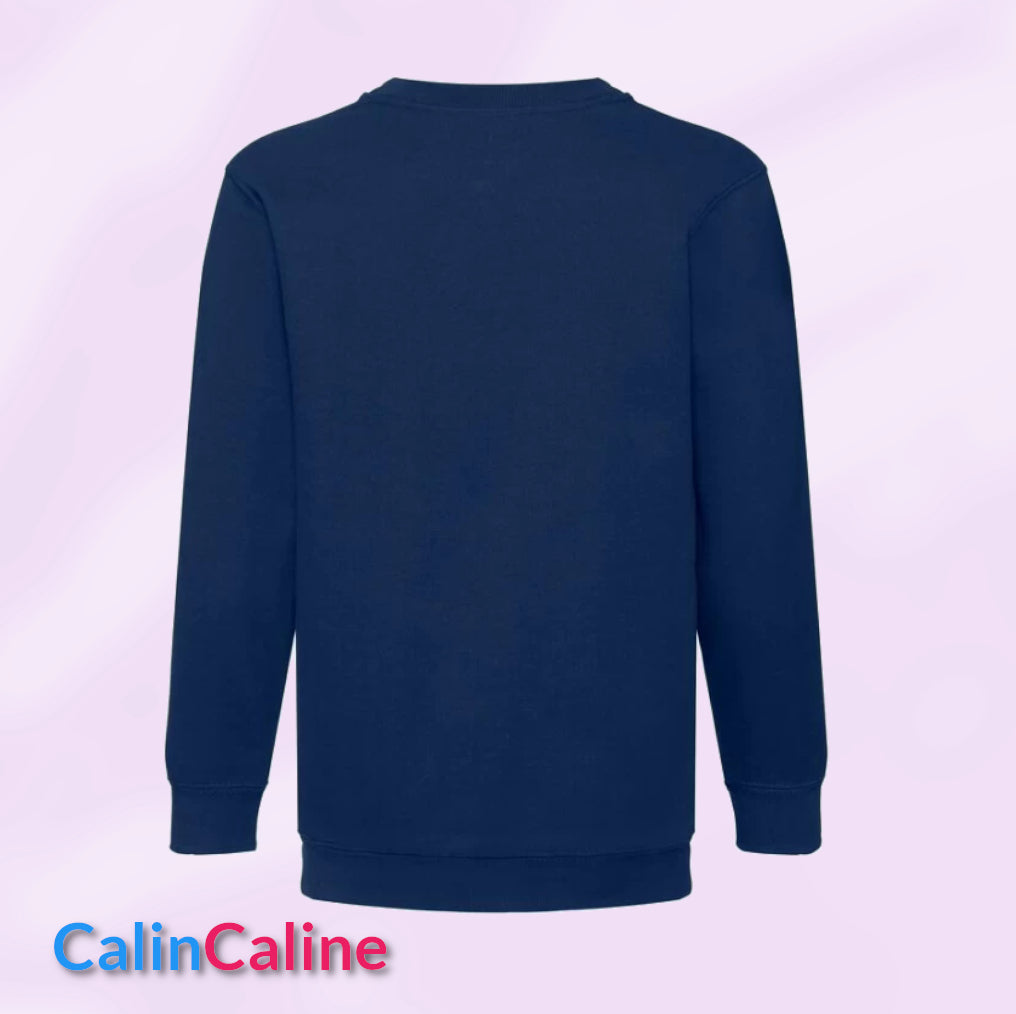 Sweat Enfant Bleu Marine Rond | A Personnaliser | De 3 à 8 ans | Avec Prénom Brodé