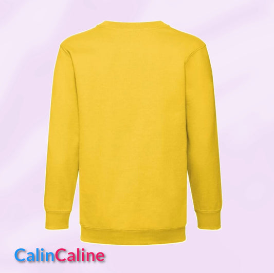 Geel sweatshirt met ronde hals voor kinderen | Personaliseren | Van 3 tot 8 jaar | Met geborduurde voornaam