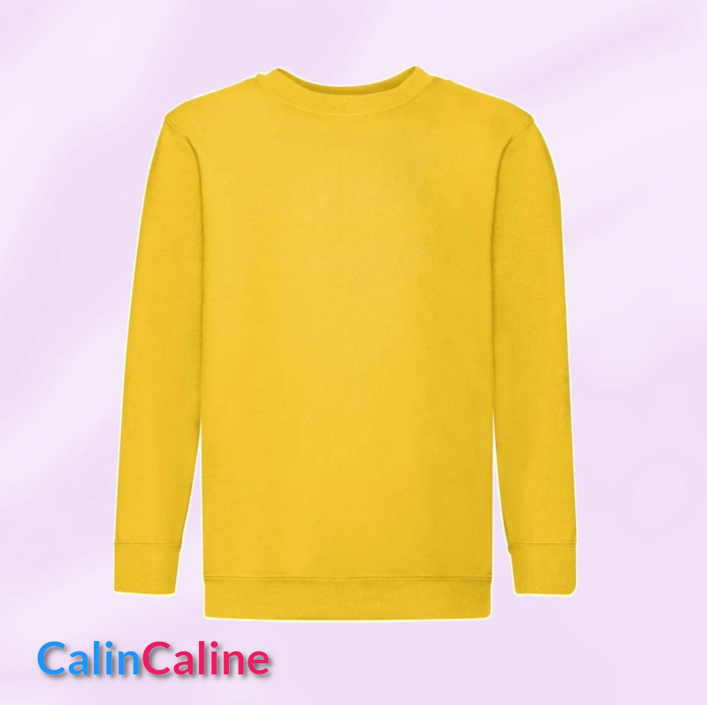 Sweat Enfant Jaune Col Rond | A Personnaliser | De 3 à 8 ans | Avec Prénom Brodé