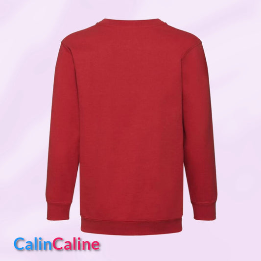 Rood sweatshirt met ronde hals voor kinderen | Personaliseren | Van 3 tot 8 jaar | Met geborduurde voornaam