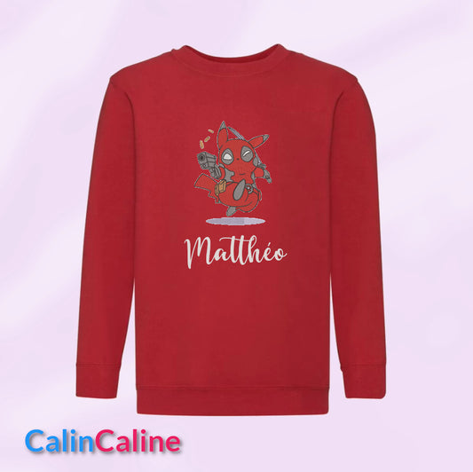 Children's Red Round Neck Sweatshirt | To Personalize | From 3 to 8 years old | With Embroidered First Name