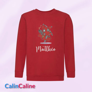 Sweat Enfant Rouge Col Rond | A Personnaliser | De 3 à 8 ans | Avec Prénom Brodé