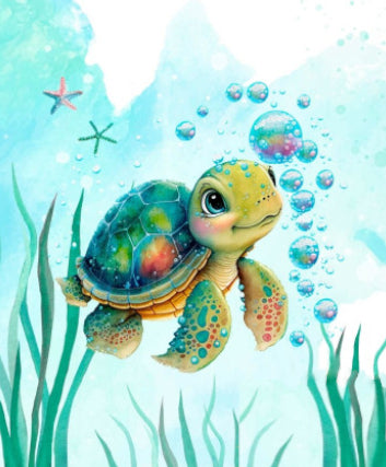 Boy's Sea Turtle Plaid Blanket | 70cm x 95cm | Choice of minky color