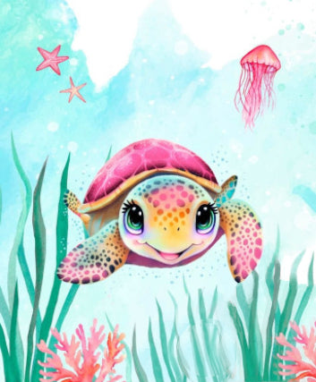 Roze zeeschildpad geruite deken | 70 cm x 95 cm | Keuze uit minky-kleur