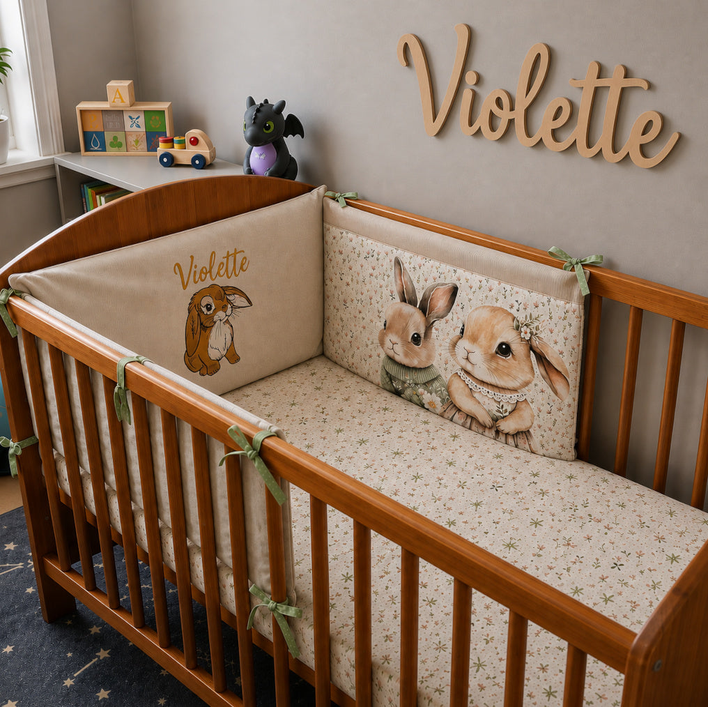 Tour de lit -Vuli- Lapinou | 3 panneaux 60cm x 40cm | A personnaliser