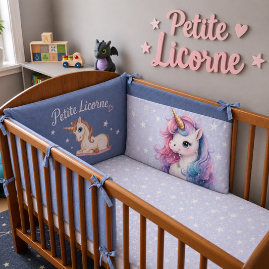 Tour de lit -Vuli- Licorne | 3 panneaux 60cm x 40cm | A personnaliser