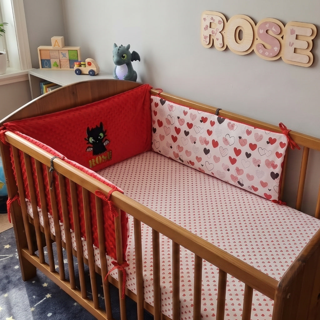 Créez Votre Tour de Lit -Minky- Personnalisé | 3 panneaux 60/70cm x 40cm | Fille