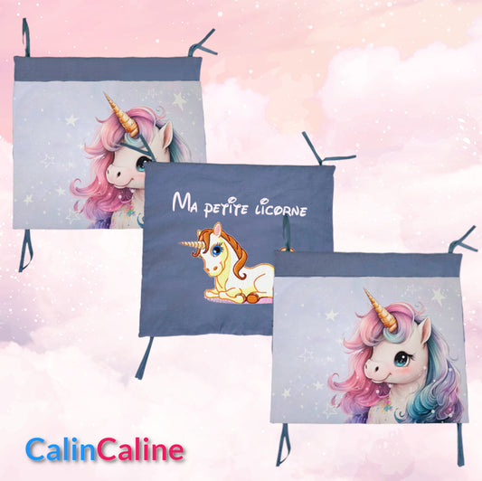 Tour de lit Licorne | 3 coussins 60cm x 40cm | Coton et Velours | A personnaliser