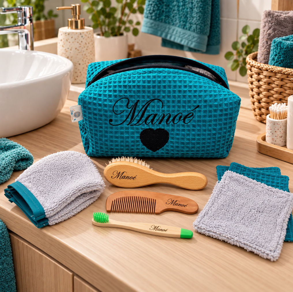 Créez Votre Trousse de Toilette Personnalisée | Peigne Brosse Lingettes inclus | Garçon