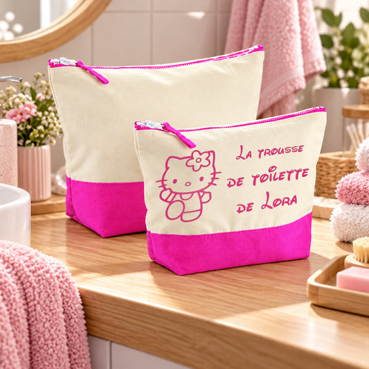Trousse de toilette fille personnalisée 3L et 5L | Rose et Beige