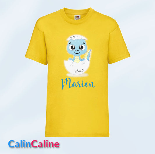 Gele kindert-shirt om aan te passen | Van 3 tot 8 jaar | Met geborduurde voornaam
