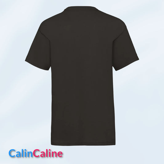 Zwarte kindert-shirt om aan te passen | Van 3 tot 8 jaar | Met geborduurde voornaam