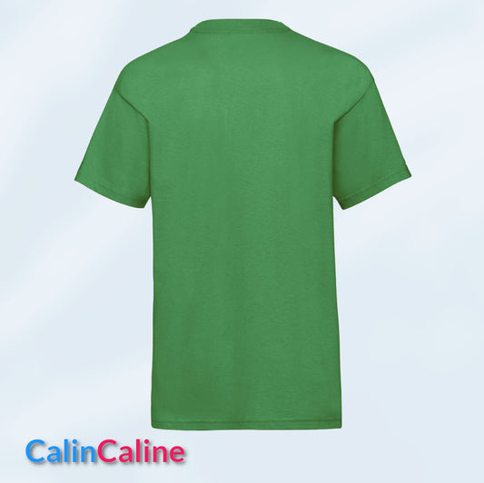 Groene kindert-shirt om aan te passen | Van 3 tot 8 jaar | Met geborduurde voornaam