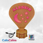 Veilleuse Ballon Lampe LED 33cm | Prénom Personnalisé | Bois Brun Clair