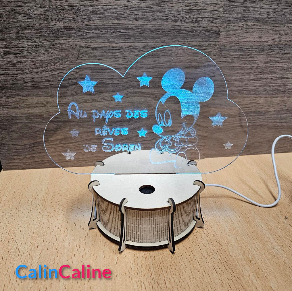 Veilleuse LED 15cm Personnalisée | Nuage | Avec prénom et personnage