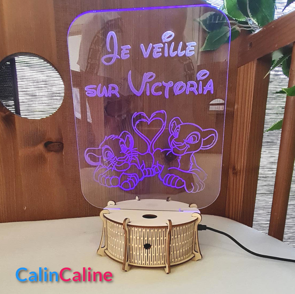 Veilleuse LED 15cm Personnalisée | Rectangle | Avec prénom et personnage