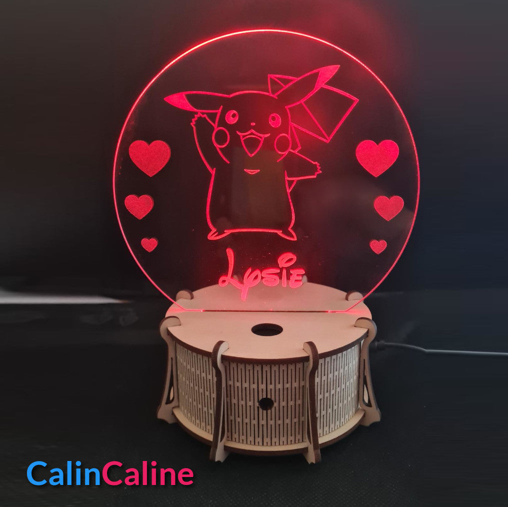 Veilleuse LED 15cm Personnalisée | Ronde | Avec prénom et personnage