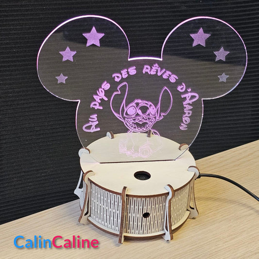 Veilleuse LED 15cm Personnalisée | Tête Mickey | Avec prénom et personnage