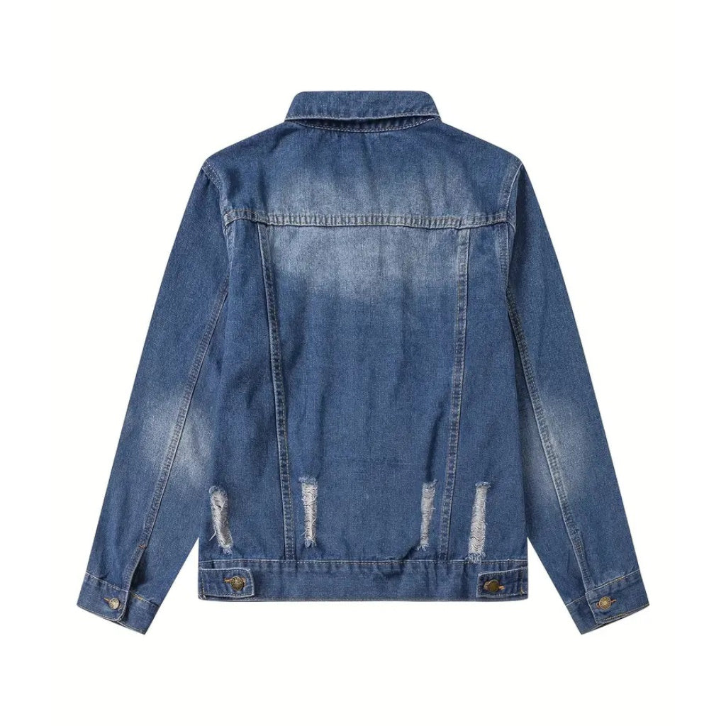 Veste en Jeans Enfant Bleu Foncé Stripes | 5-6 ans | Broderie Personnalisée