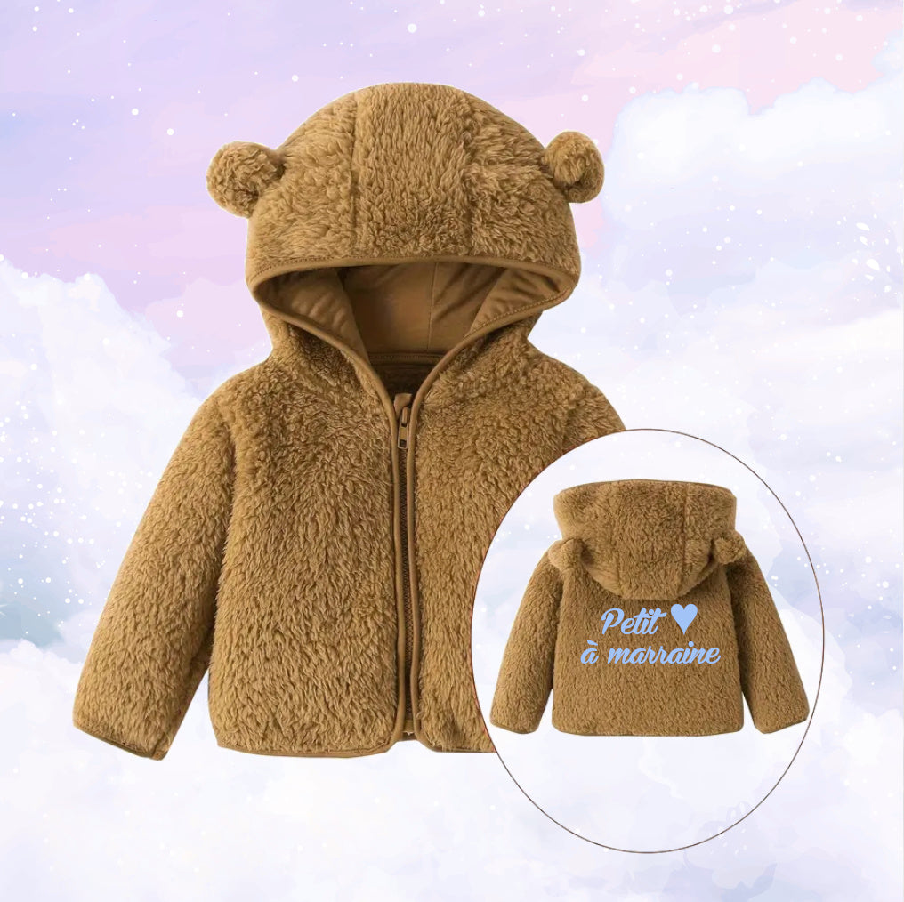 Veste Polaire Enfant -Brun Camel- | Message Brodé | De 6 à 18 mois