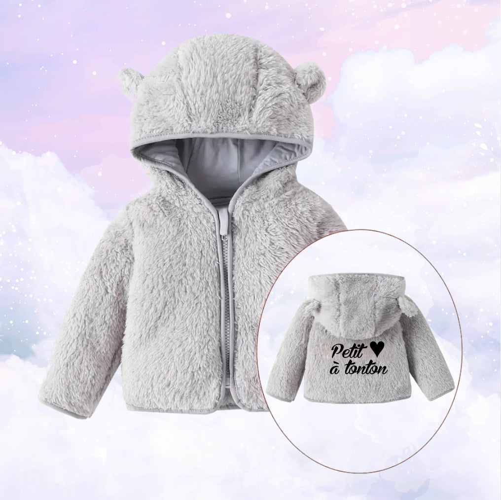 Veste Polaire Enfant -Gris- | Message Brodé | De 6 à 18 mois