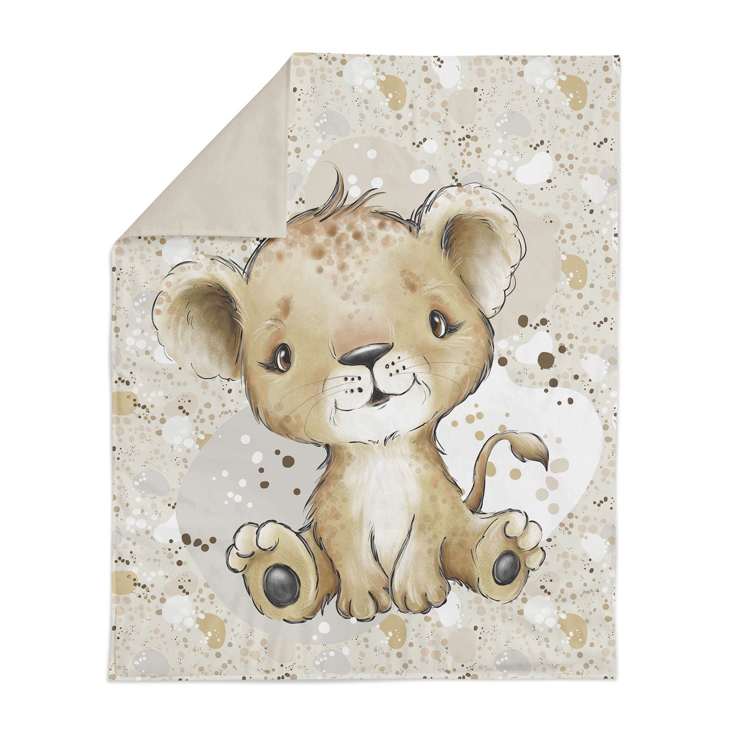 Couverture Plaid Bébé Lion Brun | 70cm x 95cm | Couleur minky au choix
