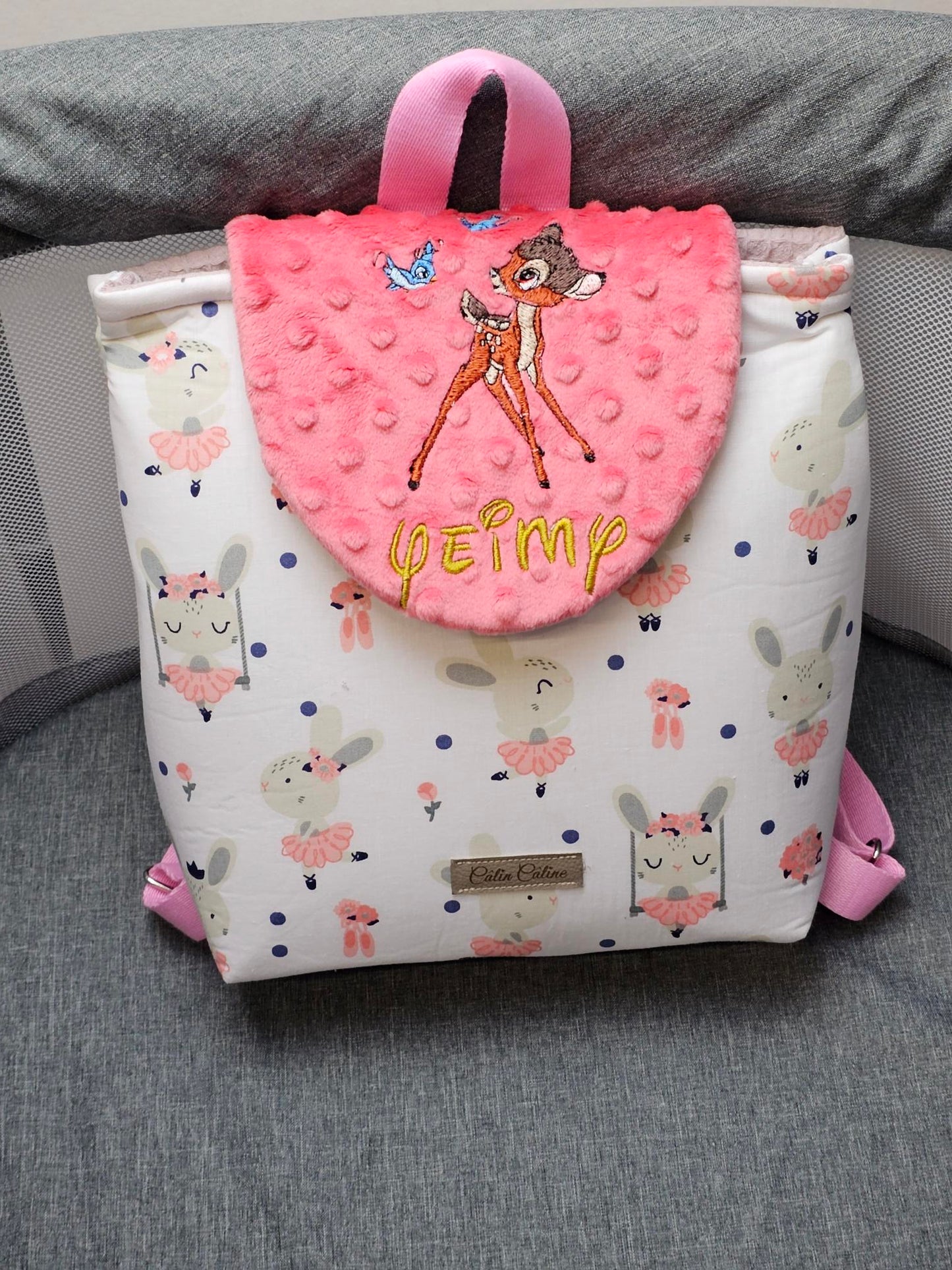 Baby backpack -Mink- personalized Girl 0-3 years - Calincaline.be