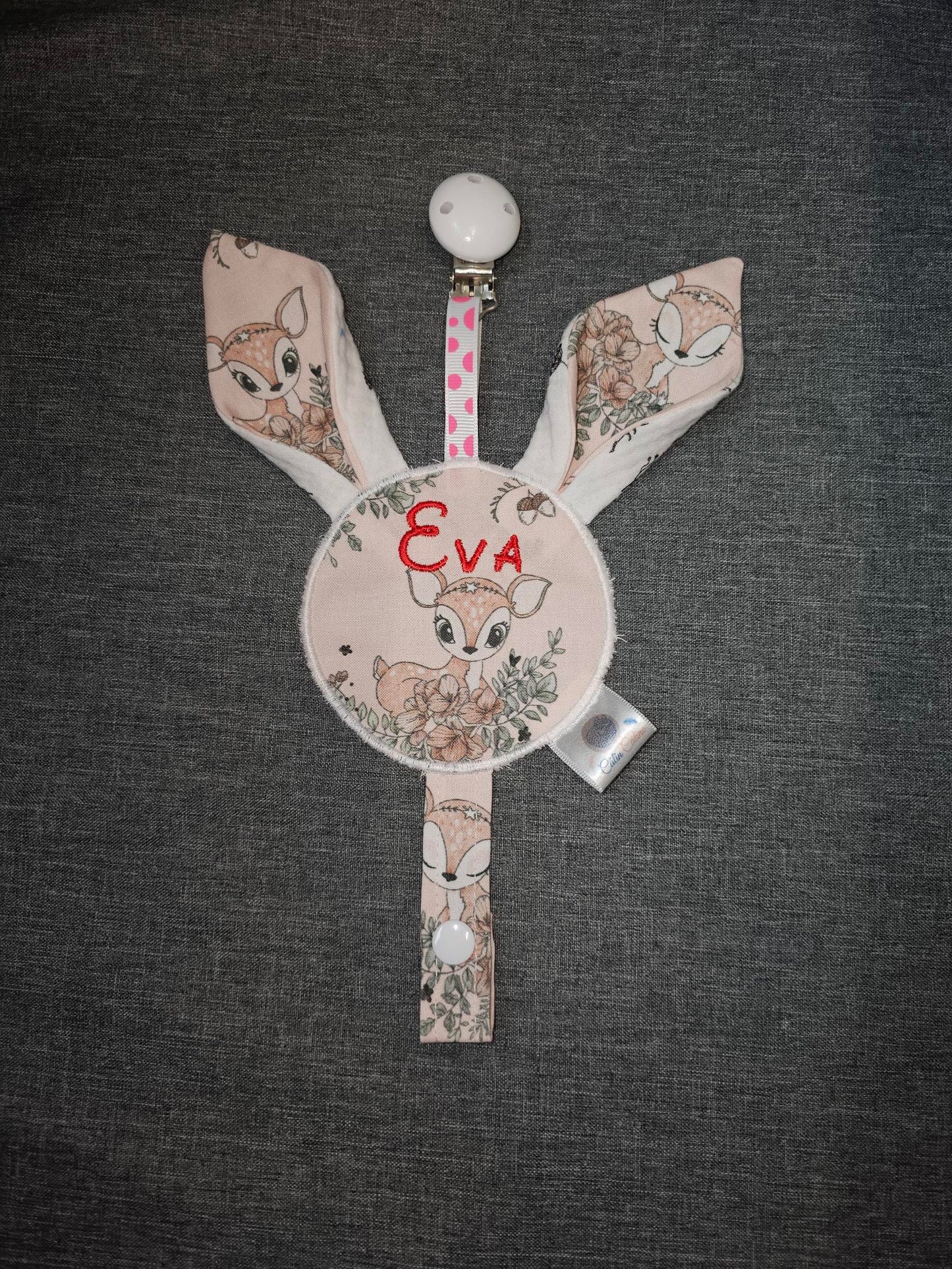 Attache sucette personnalisé biche Eva