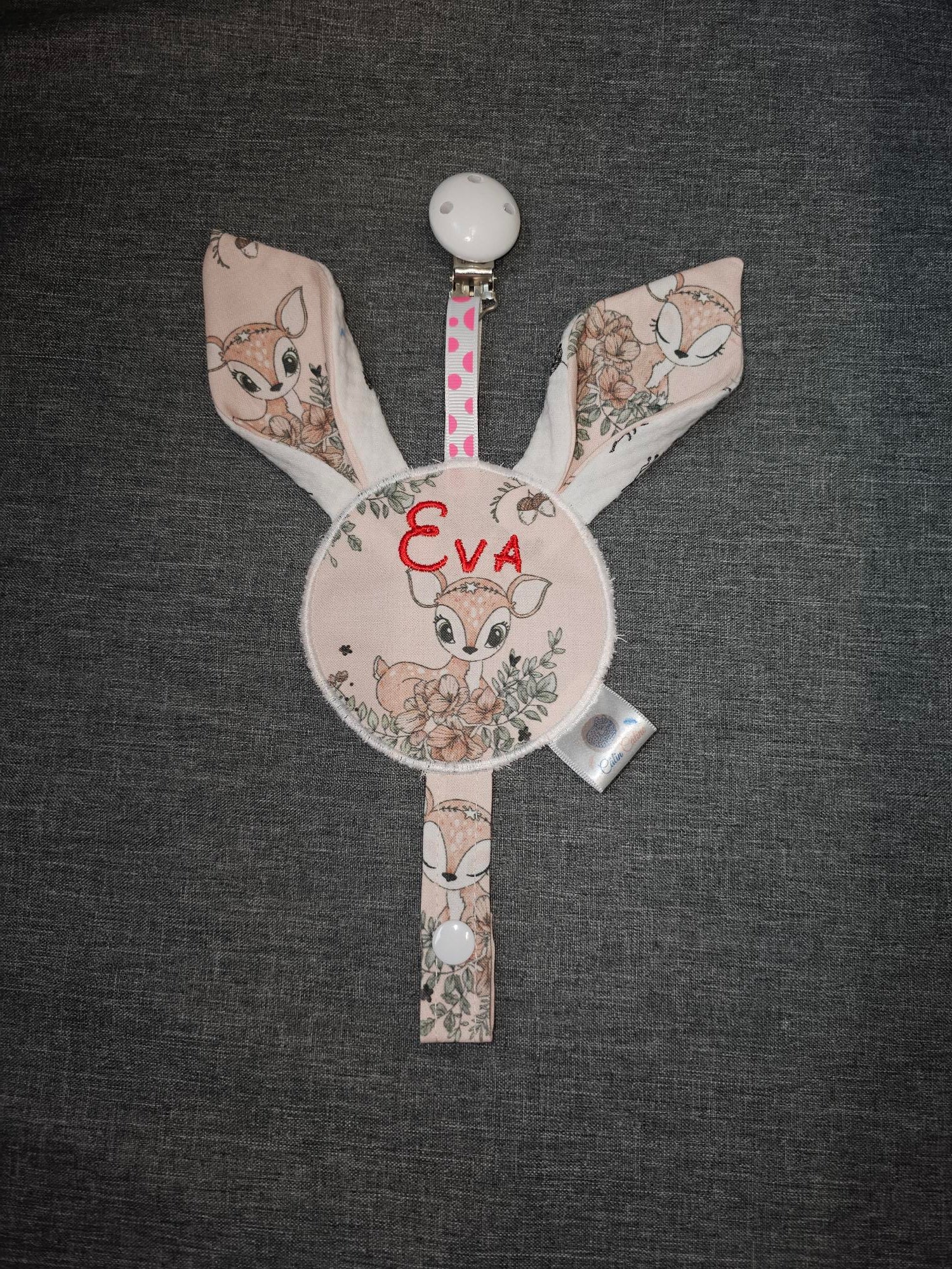 Attache sucette personnalisé biche Eva