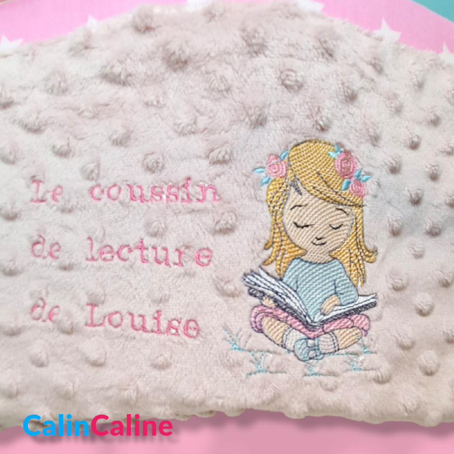 Personalized girl reading pillow