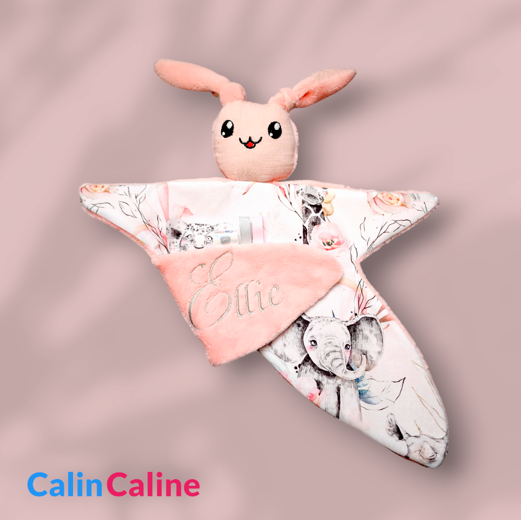 Doudou Personnalisé Fille - Lapin - Calincaline.be