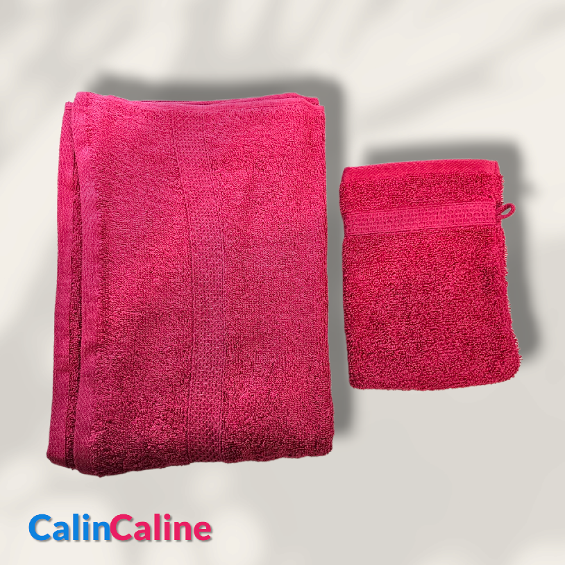 Personalized Bath Sheet + Matching Washcloth Set | 5 Colors - Calincaline.be