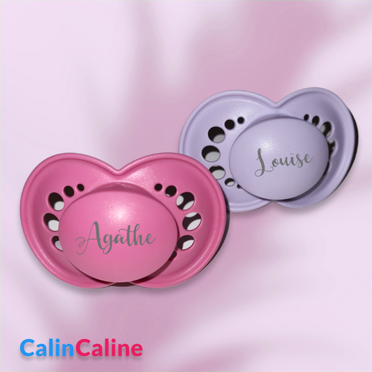 2 personalized MAM PURE pacifiers | 6-16 months | 100% Sustainable | Pink & Purple