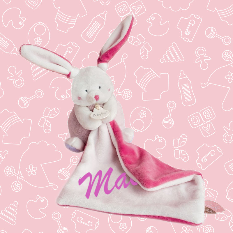 Puppet with personalized girl's rabbit soft toy 12 cm