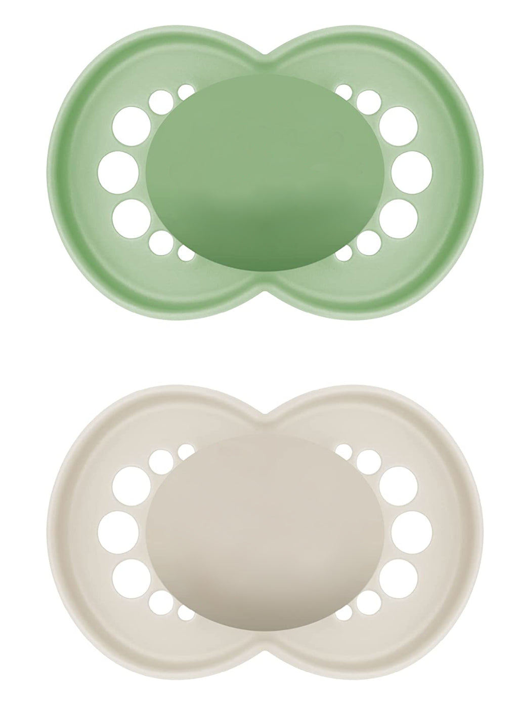 2 personalized MAM PURE pacifiers | 6-16 months | 100% Sustainable | Green & Beige