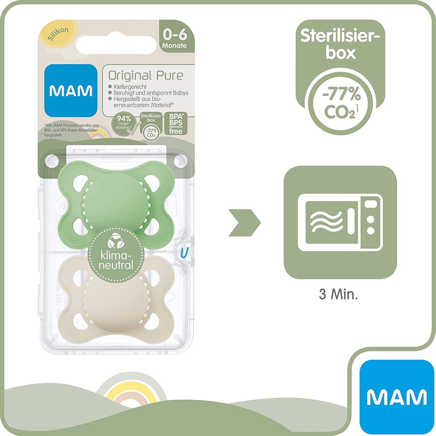 2 Sucettes MAM PURE personnalisées | Garçon | 0 à 6 mois